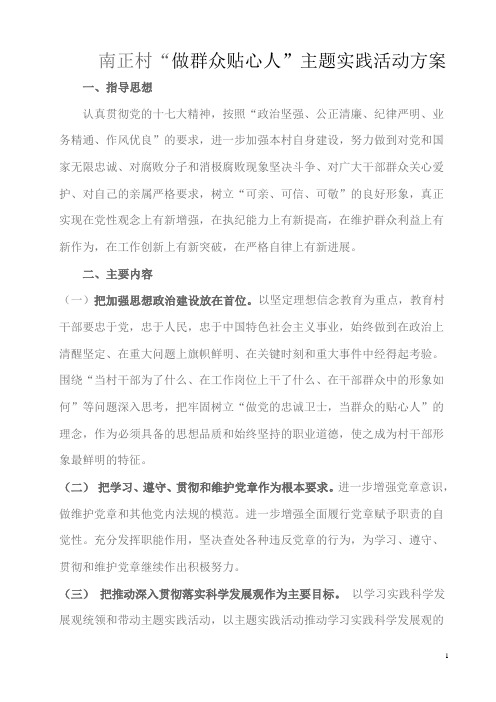 南正村做群众贴心人主题实践活动方案