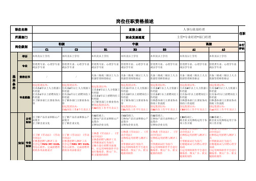 人资岗任职资格标准