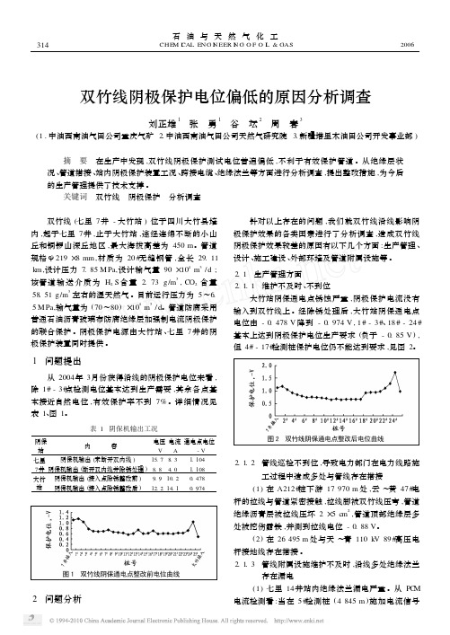 双竹线阴极保护电位偏低的原因分析调查