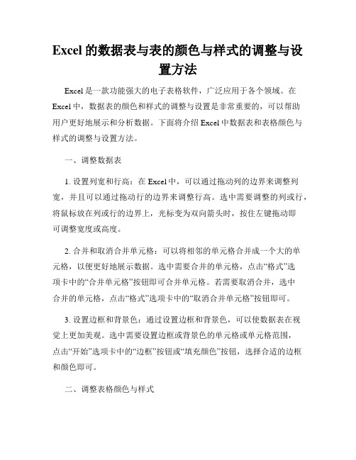 Excel的数据表与表的颜色与样式的调整与设置方法