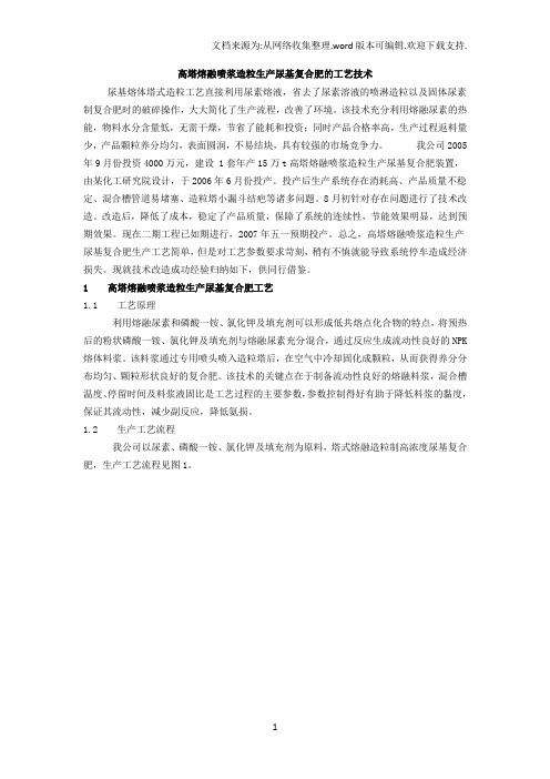 高塔熔融喷浆造粒生产尿基复合肥的工艺技术