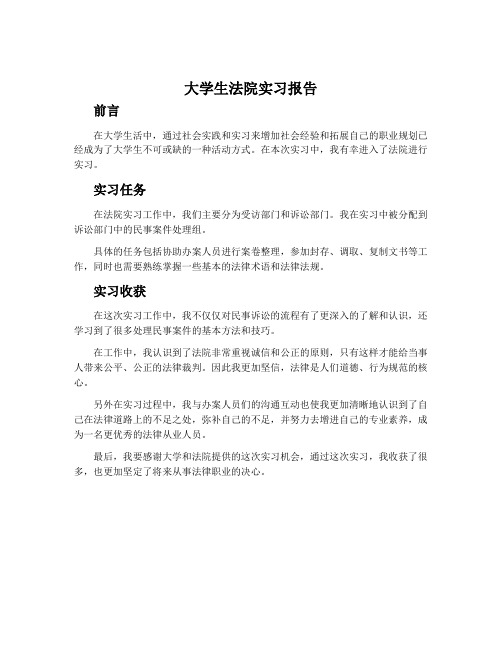 大学生法院实习报告