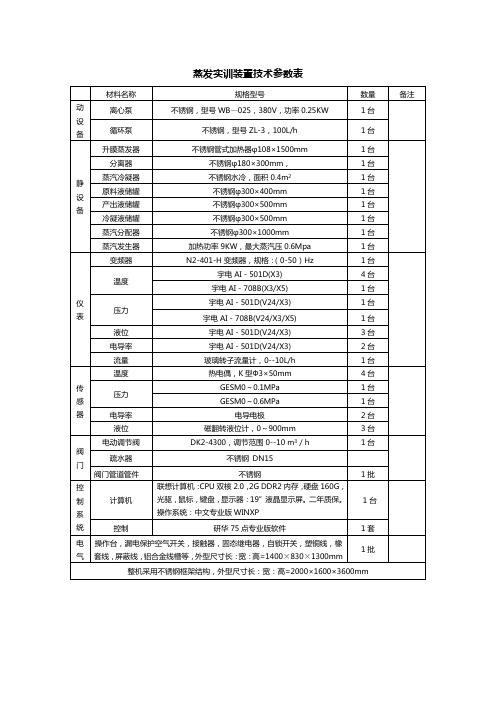 蒸发实训装置