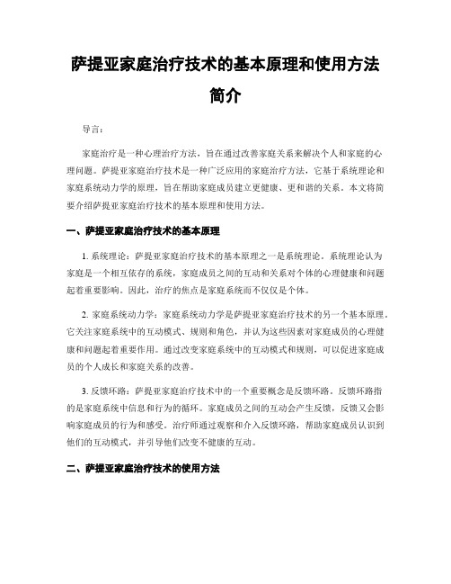 萨提亚家庭治疗技术的基本原理和使用方法简介