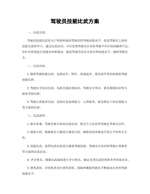 驾驶员技能比武方案