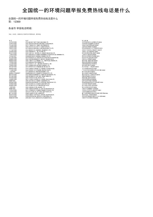 全国统一的环境问题举报免费热线电话是什么