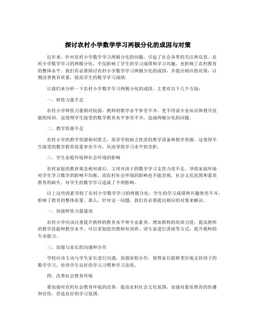 探讨农村小学数学学习两极分化的成因与对策