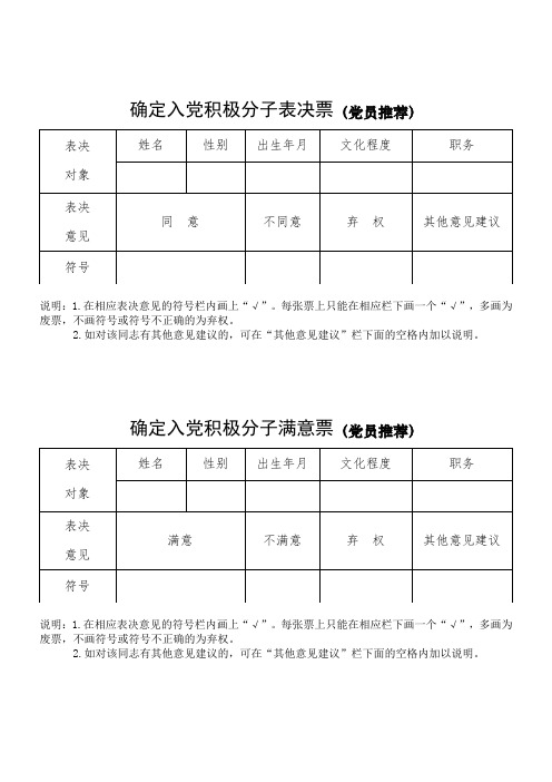 3.3-2确定入党积极分子表决票和满意票(党员大会推荐用)