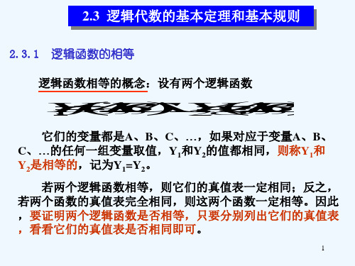 逻辑代数的基本定理基本规则逻辑函数简化(18)