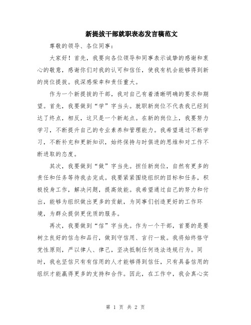 新提拔干部就职表态发言稿范文