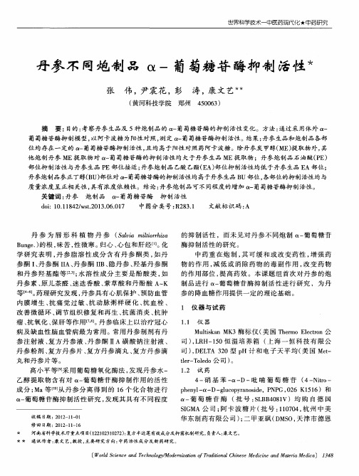 丹参不同炮制品α-葡萄糖苷酶抑制活性