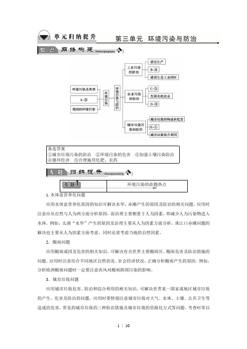 高中地理 第3单元 环境污染与防治单元归纳提升 鲁教版选修6-鲁教版高一选修6地理试题