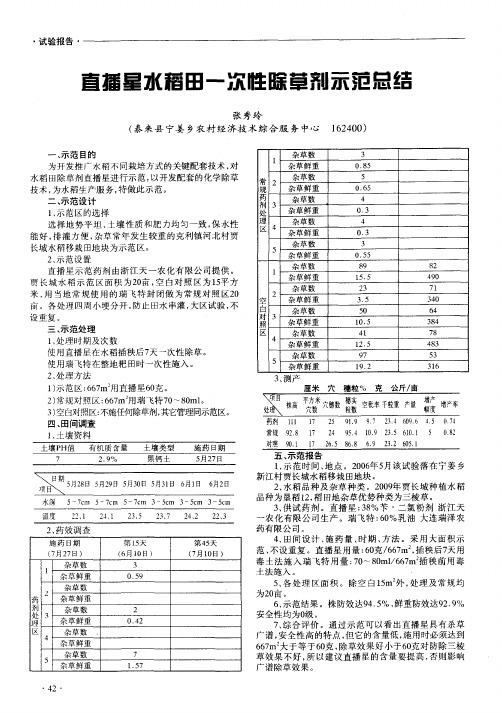 直播星水稻田一次性除草剂示范总结