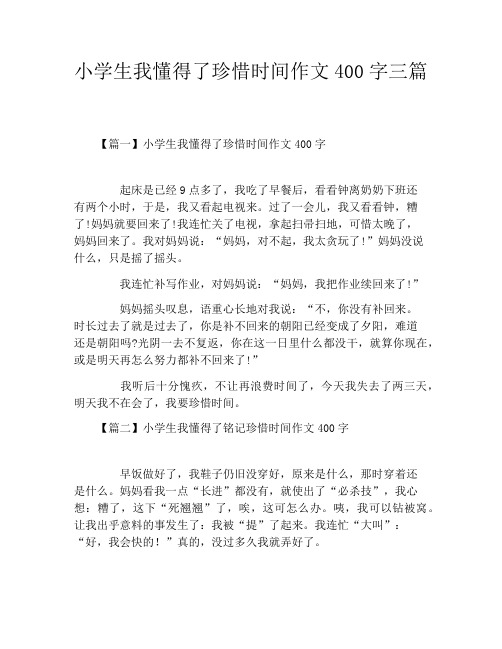 小学生我懂得了珍惜时间作文400字三篇