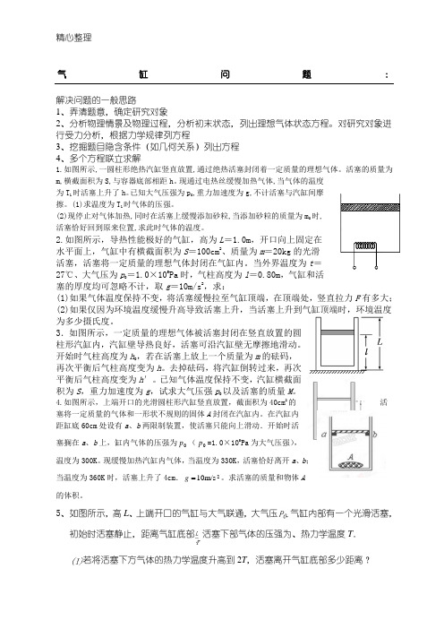 气缸类气体计算问题——最齐全