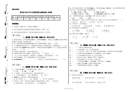 湖北省2019年小升初数学能力检测试题 含答案