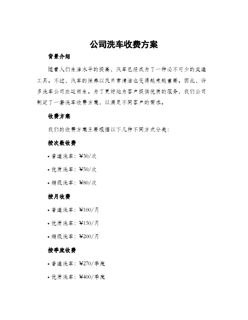 公司洗车收费方案