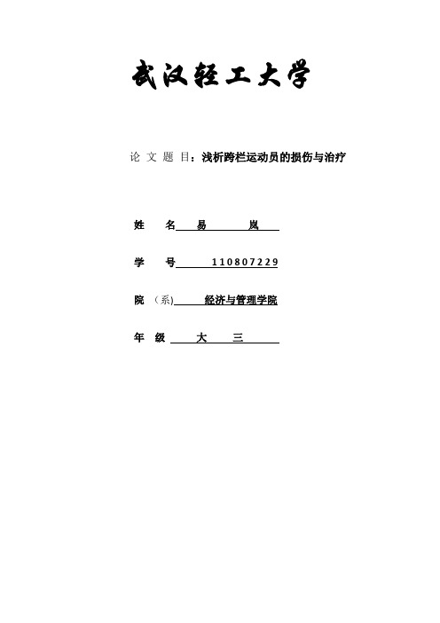 浅析跨栏运动员的损伤与治疗