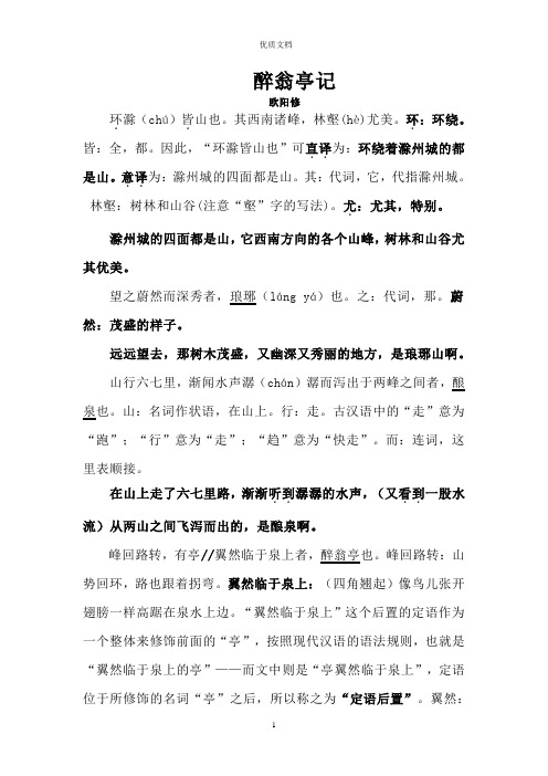 醉翁亭记文言知识讲义  新 优质文档