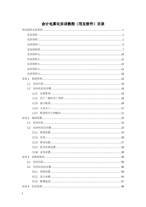 会计电算化实训教程(英航)