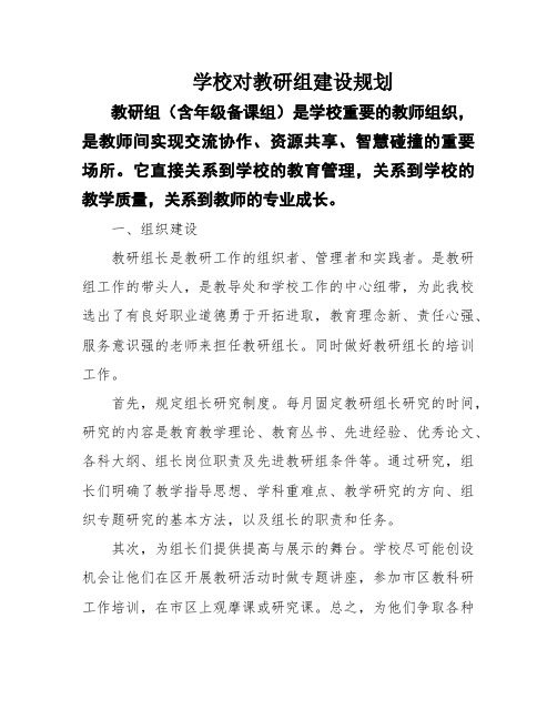 学校对教研组建设规划