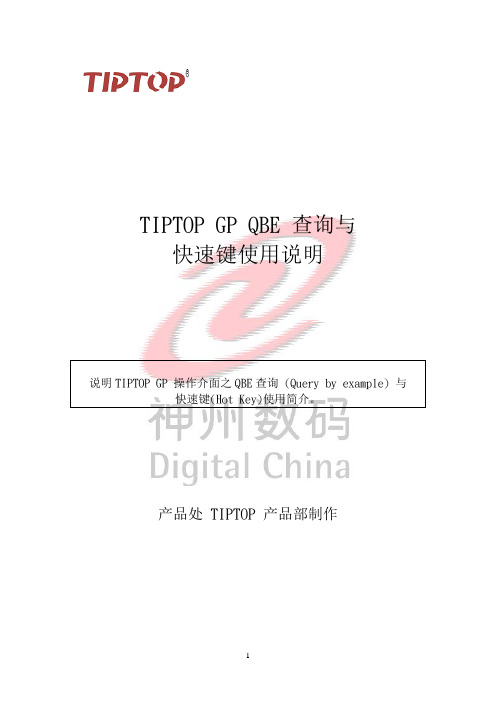 5. TIPTOP GP QBE 查询与快捷键使用说明