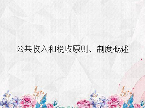 公共收入和税收原则、制度概述