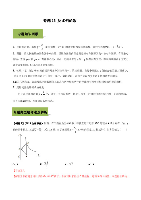 专题13 反比例函数(解析版)