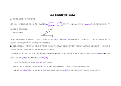 高中数学选修4—4(坐标系与参数方程)知识点总结