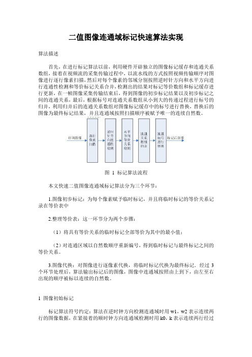 二值图像连通域标记快速算法实现