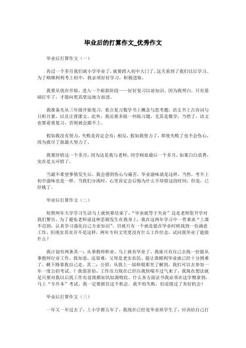 毕业后的打算作文_优秀作文.doc
