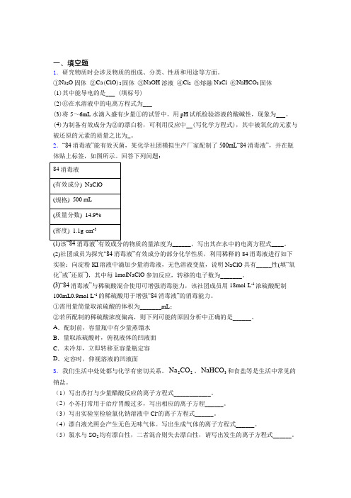 (人教版)哈尔滨高中化学必修一第二章《海水中的重要元素—钠和氯》经典练习题(提高培优)