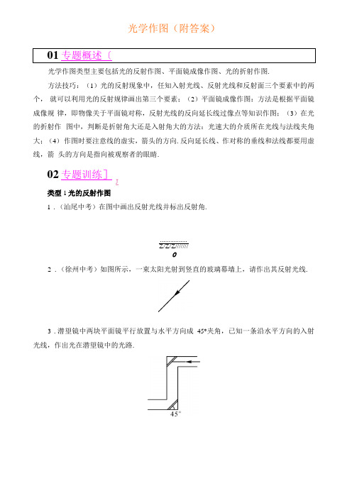 八年级物理光学作图专项训练及标准答案