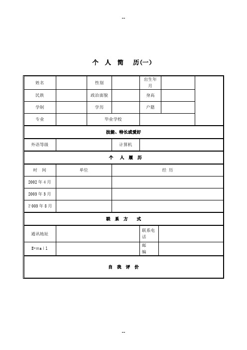 个人简历模板大全(30套)