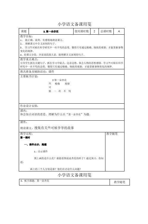 小学语文备课用笺