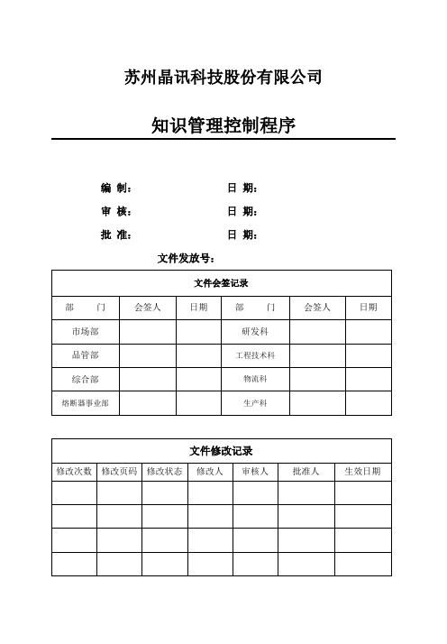 2015版知识管理控制程序