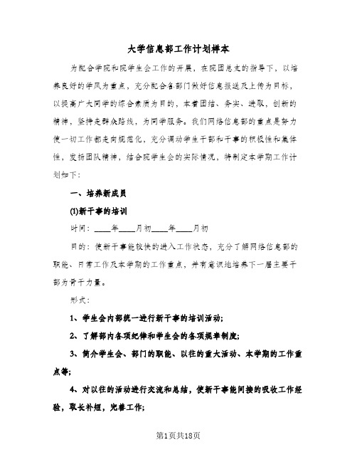 大学信息部工作计划样本(三篇)