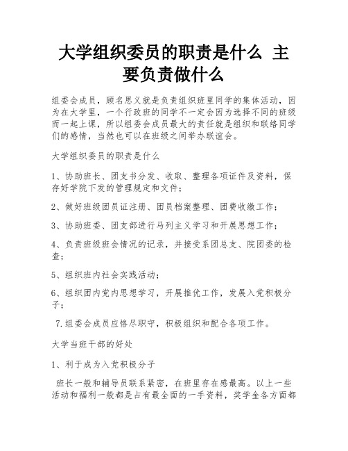 大学组织委员的职责是什么 主要负责做什么