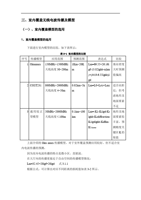 室内覆盖无线电波传播及模型