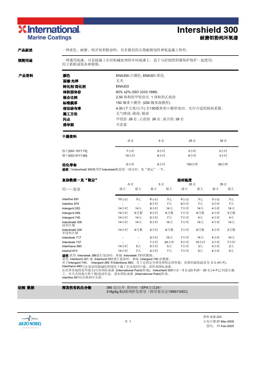 耐磨铝粉纯环氧漆 Intershield300