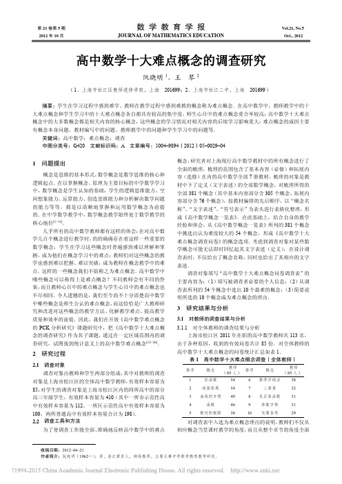 高中数学十大难点概念的调查研究_阮晓明