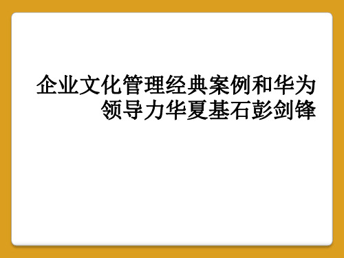 企业文化管理经典案例和华为领导力华夏基石彭剑锋