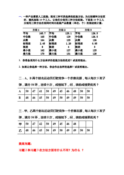 统计学典型习题1:指标