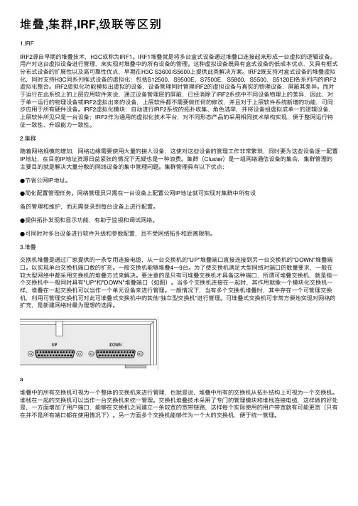 堆叠,集群,IRF,级联等区别