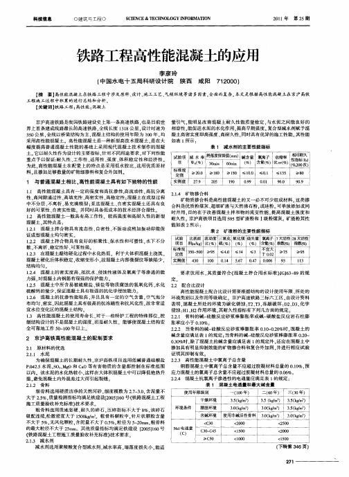 铁路工程高性能混凝土的应用