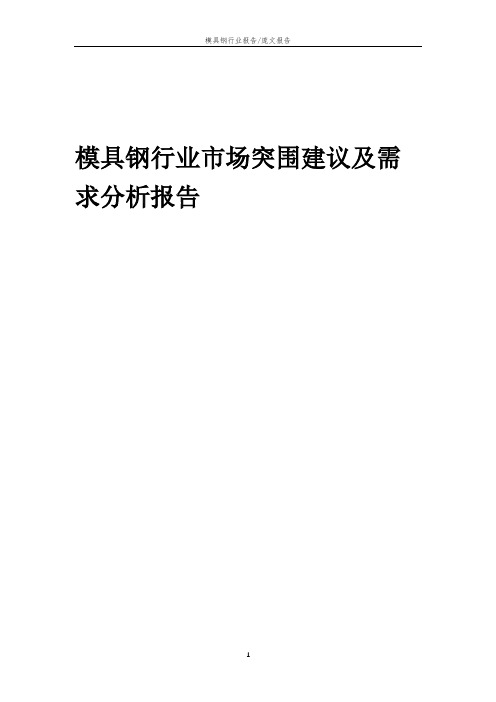 2023年模具钢行业市场突围建议及需求分析报告