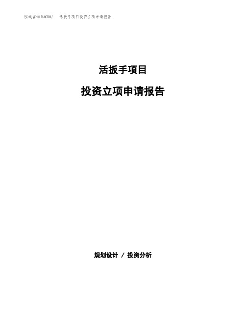 活扳手项目投资立项申请报告(参考模板)