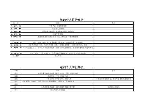 保险公司组训职场日行事历周行事历