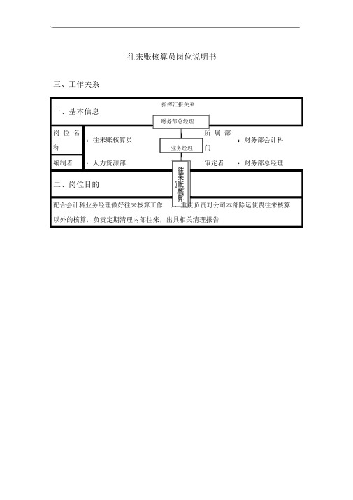 财务部会计科往来账核算员岗位职责