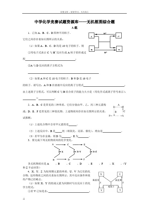 胡波化学竞赛题库无机框图综合题